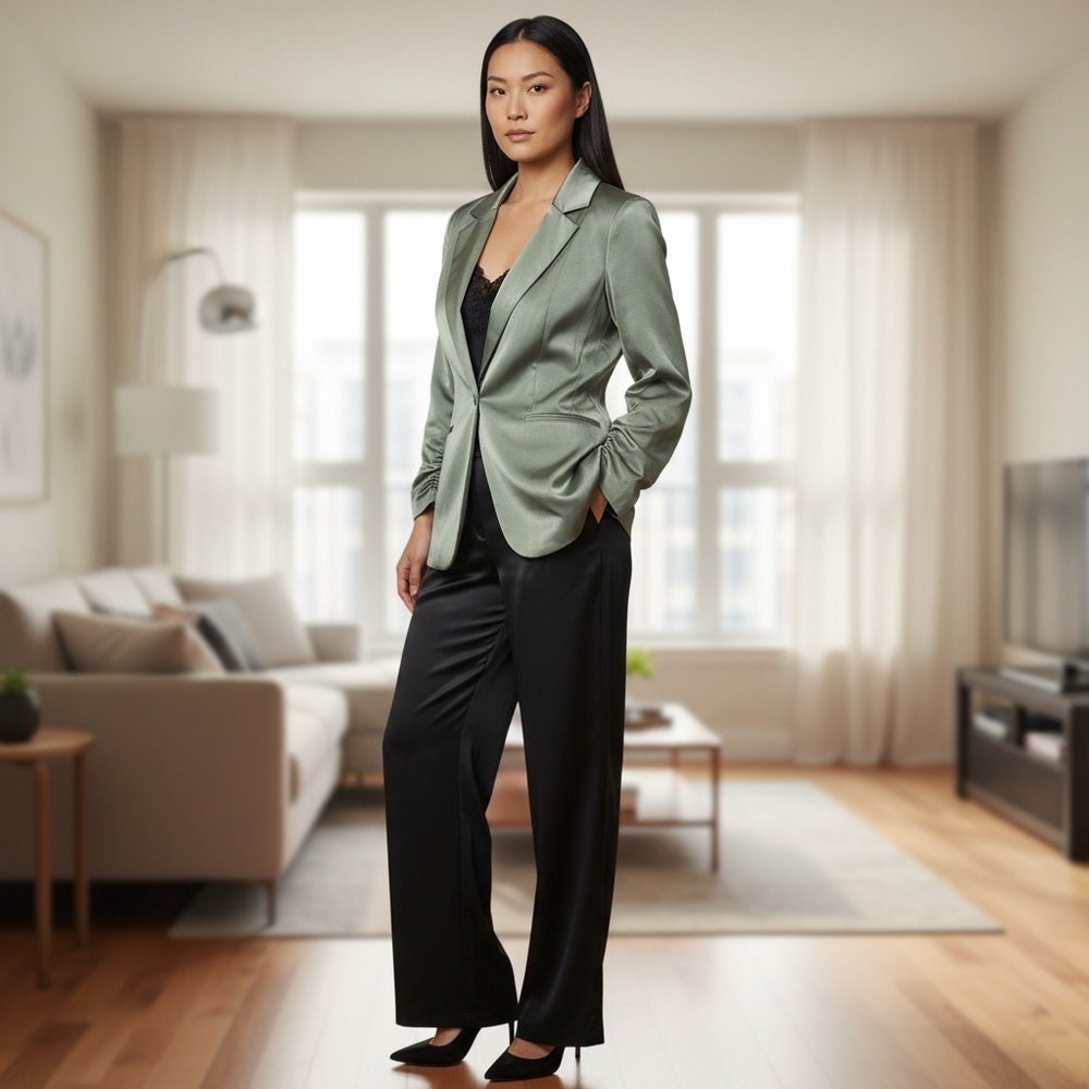 Fate Sage Green Single Button Closure Blazer